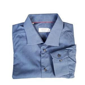 Eton of Sweden Shirt Blue Checkered Cotton Long Sleeve Contemporary Cut